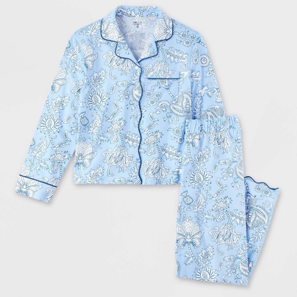 Roller Rabbit x Target Light Blue Floral Vines Girls Pajama Set M (8)